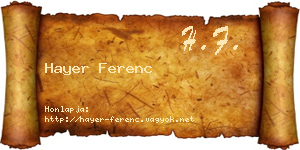 Hayer Ferenc névjegykártya